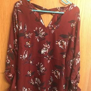Burgundy Floral Blouse